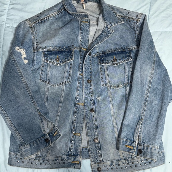 Free People Light Blue Denim Jacket NEVER WORN - Picture 9 of 10